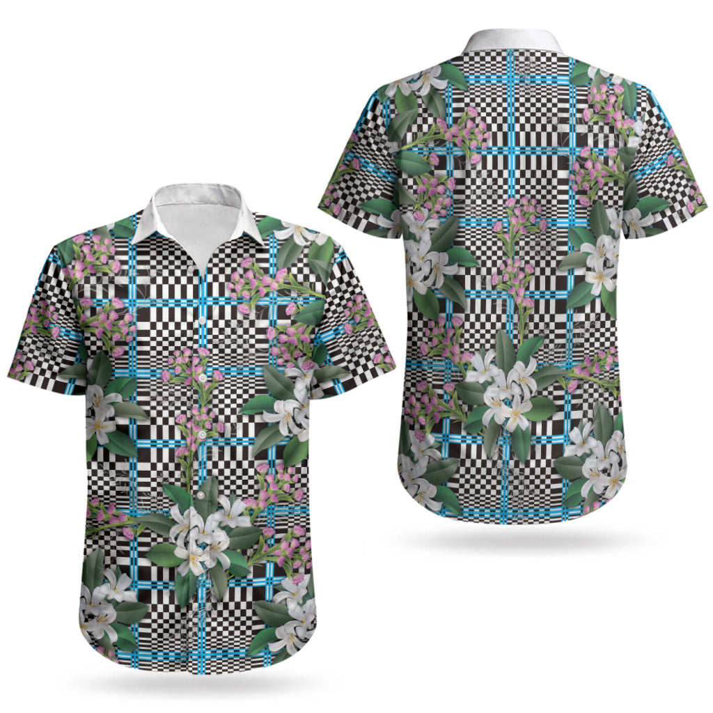 Blue Binakol Motifs With Jasminum Sambac Couples Matching Puletasi and Hawaiian Shirt Mabuhay Philippines Festival DT05 - Polynesian Pride