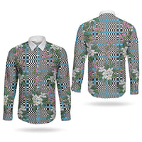 Blue Binakol Motifs With Jasminum Sambac Couples Matching Short Sleeve Bodycon Dress and Long Sleeve Button Shirt Mabuhay Philippines Festival DT05 - Polynesian Pride
