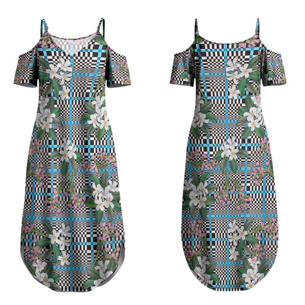 Blue Binakol Motifs With Jasminum Sambac Couples Matching Summer Maxi Dress and Long Sleeve Button Shirt Mabuhay Philippines Festival DT05 - Polynesian Pride