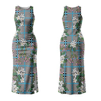 Blue Binakol Motifs With Jasminum Sambac Couples Matching Tank Maxi Dress and Hawaiian Shirt Mabuhay Philippines Festival DT05 - Polynesian Pride