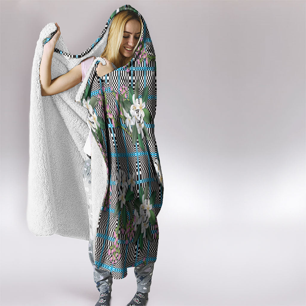 Blue Binakol Motifs With Jasminum Sambac Hooded Blanket Mabuhay Philippines Festival DT05 - Polynesian Pride