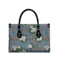 Blue Binakol Motifs With Jasminum Sambac Leather Bag Mabuhay Philippines Festival DT05 - Polynesian Pride