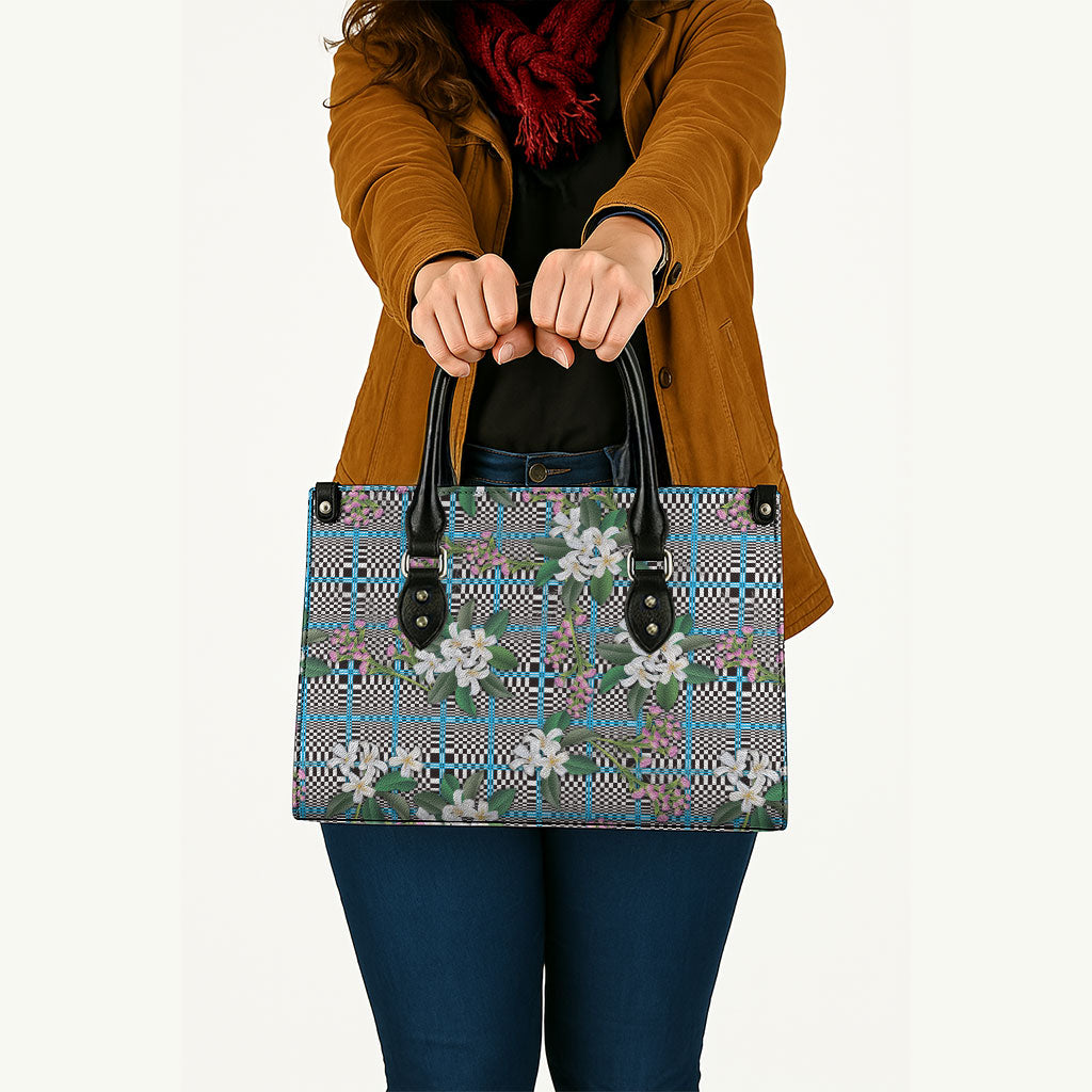 Blue Binakol Motifs With Jasminum Sambac Leather Bag Mabuhay Philippines Festival DT05 - Polynesian Pride