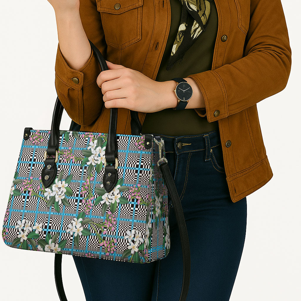 Blue Binakol Motifs With Jasminum Sambac Leather Bag Mabuhay Philippines Festival DT05 - Polynesian Pride
