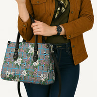 Blue Binakol Motifs With Jasminum Sambac Leather Bag Mabuhay Philippines Festival DT05 - Polynesian Pride