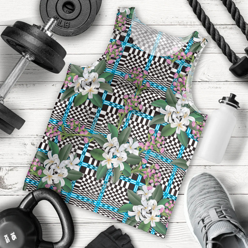 Blue Binakol Motifs With Jasminum Sambac Men Tank Top Mabuhay Philippines Festival DT05 - Polynesian Pride