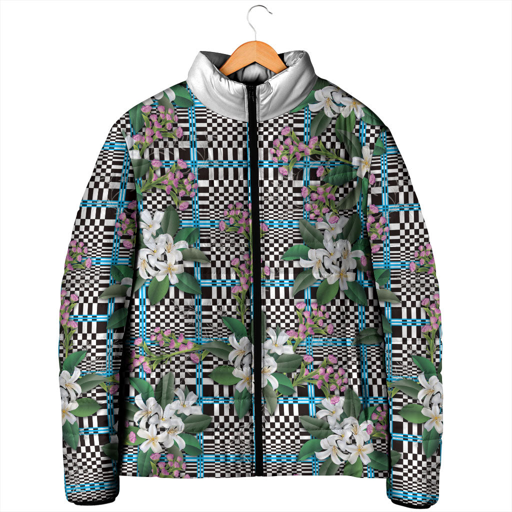 Blue Binakol Motifs With Jasminum Sambac Padded Jacket Mabuhay Philippines Festival DT05 - Polynesian Pride