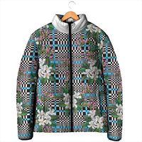 Blue Binakol Motifs With Jasminum Sambac Padded Jacket Mabuhay Philippines Festival DT05 - Polynesian Pride