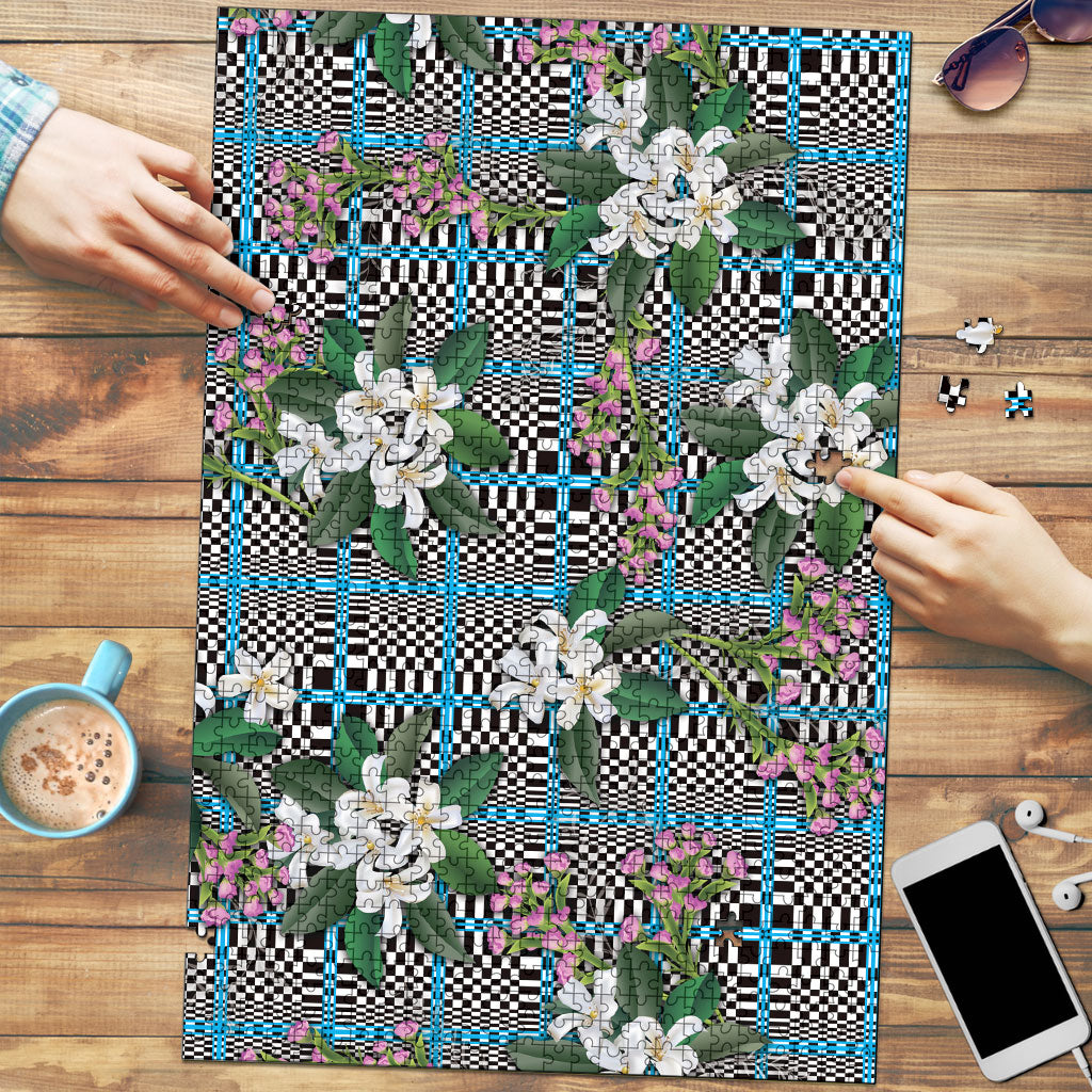 Blue Binakol Motifs With Jasminum Sambac Puzzle Mabuhay Philippines Festival DT05 Blue - Polynesian Pride