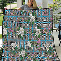 Blue Binakol Motifs With Jasminum Sambac Quilt Mabuhay Philippines Festival DT05 Blue - Polynesian Pride