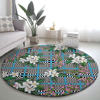 Blue Binakol Motifs With Jasminum Sambac Round Carpet Mabuhay Philippines Festival DT05 - Polynesian Pride