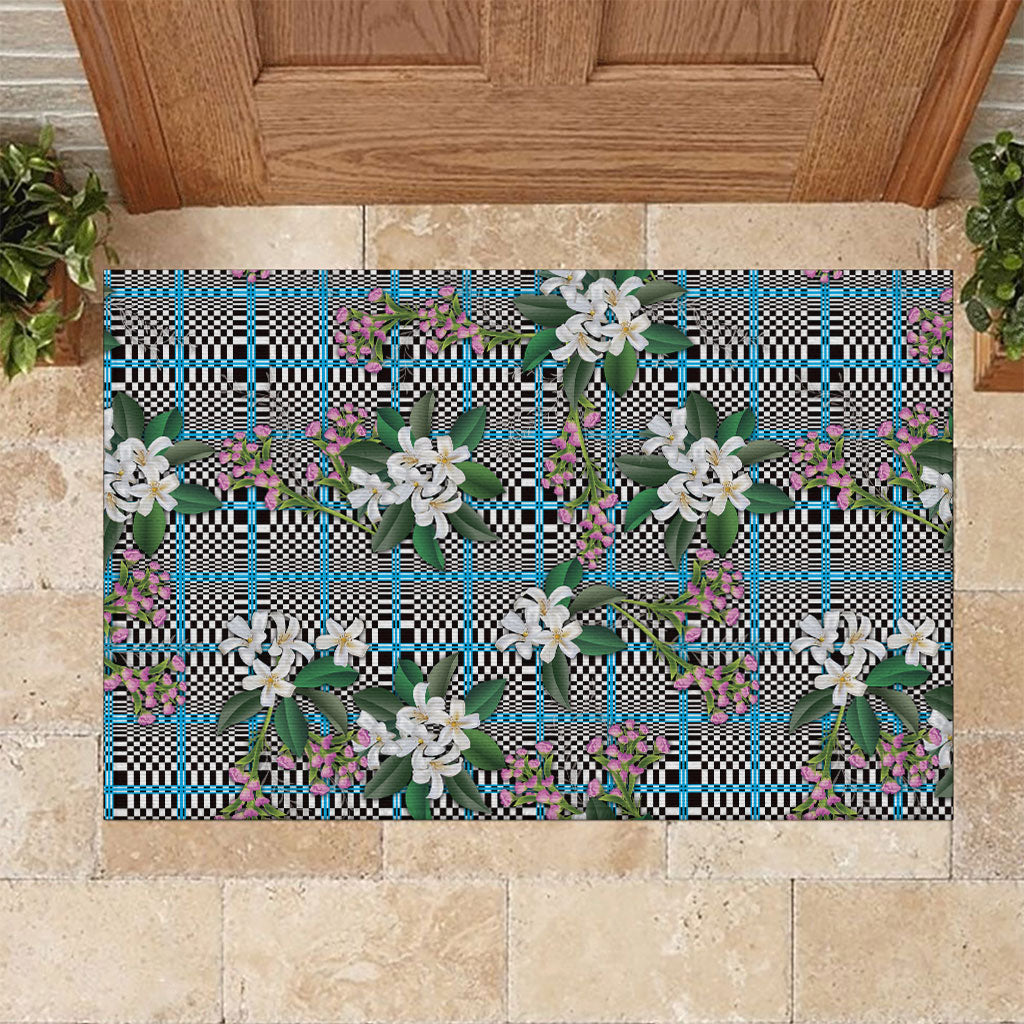 Blue Binakol Motifs With Jasminum Sambac Rubber Doormat Mabuhay Philippines Festival DT05 Blue - Polynesian Pride