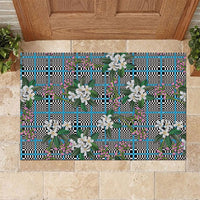 Blue Binakol Motifs With Jasminum Sambac Rubber Doormat Mabuhay Philippines Festival DT05 Blue - Polynesian Pride