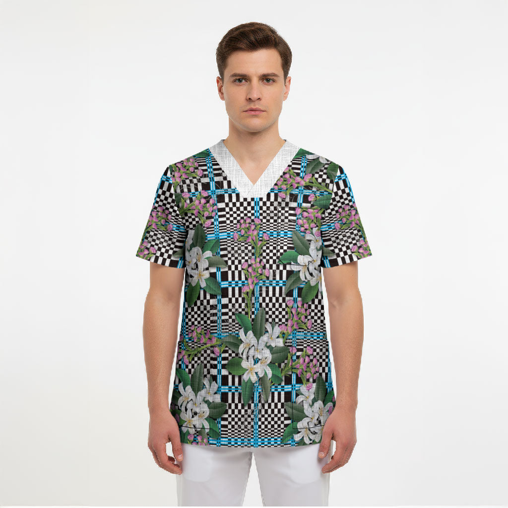 Blue Binakol Motifs With Jasminum Sambac Scrub Top Mabuhay Philippines Festival DT05 - Polynesian Pride