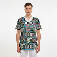 Blue Binakol Motifs With Jasminum Sambac Scrub Top Mabuhay Philippines Festival DT05 - Polynesian Pride