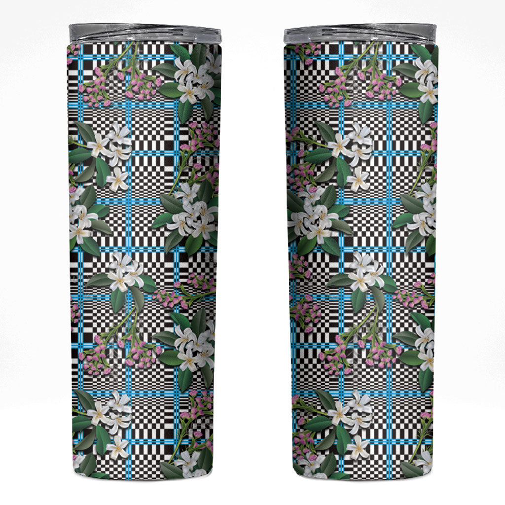 Blue Binakol Motifs With Jasminum Sambac Skinny Tumbler Mabuhay Philippines Festival DT05 Blue - Polynesian Pride