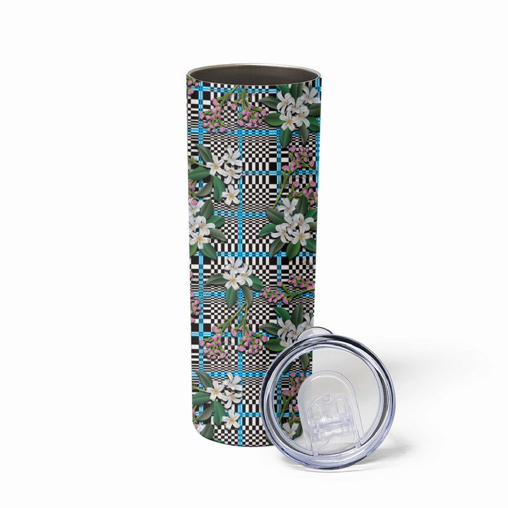 Blue Binakol Motifs With Jasminum Sambac Skinny Tumbler Mabuhay Philippines Festival DT05 - Polynesian Pride