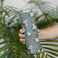 Blue Binakol Motifs With Jasminum Sambac Skinny Tumbler Mabuhay Philippines Festival DT05 - Polynesian Pride