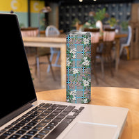 Blue Binakol Motifs With Jasminum Sambac Skinny Tumbler Mabuhay Philippines Festival DT05 - Polynesian Pride