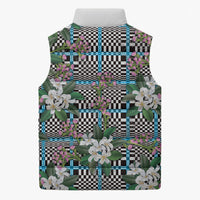 Blue Binakol Motifs With Jasminum Sambac Sleeveless Puffer Jacket Mabuhay Philippines Festival DT05 - Polynesian Pride