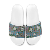 Blue Binakol Motifs With Jasminum Sambac Slide Sandals Mabuhay Philippines Festival DT05 Blue - Polynesian Pride