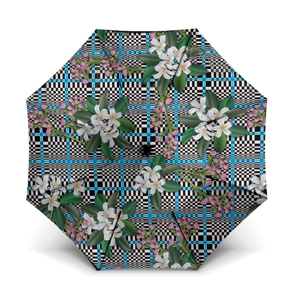 Blue Binakol Motifs With Jasminum Sambac Umbrella Mabuhay Philippines Festival DT05 One Size Folded 11.42 inch Opened Diameter 37.4 inch Blue - Polynesian Pride
