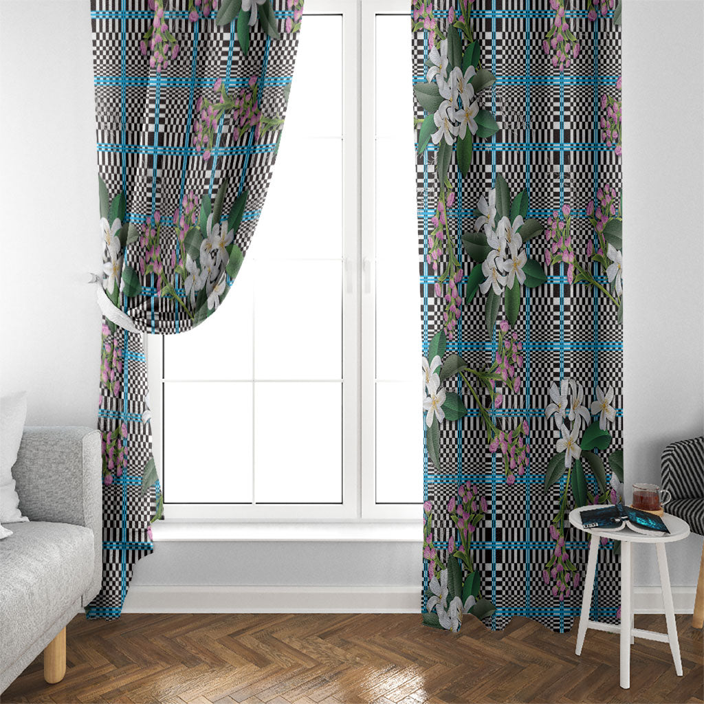 Blue Binakol Motifs With Jasminum Sambac Window Curtain Mabuhay Philippines Festival DT05 - Polynesian Pride