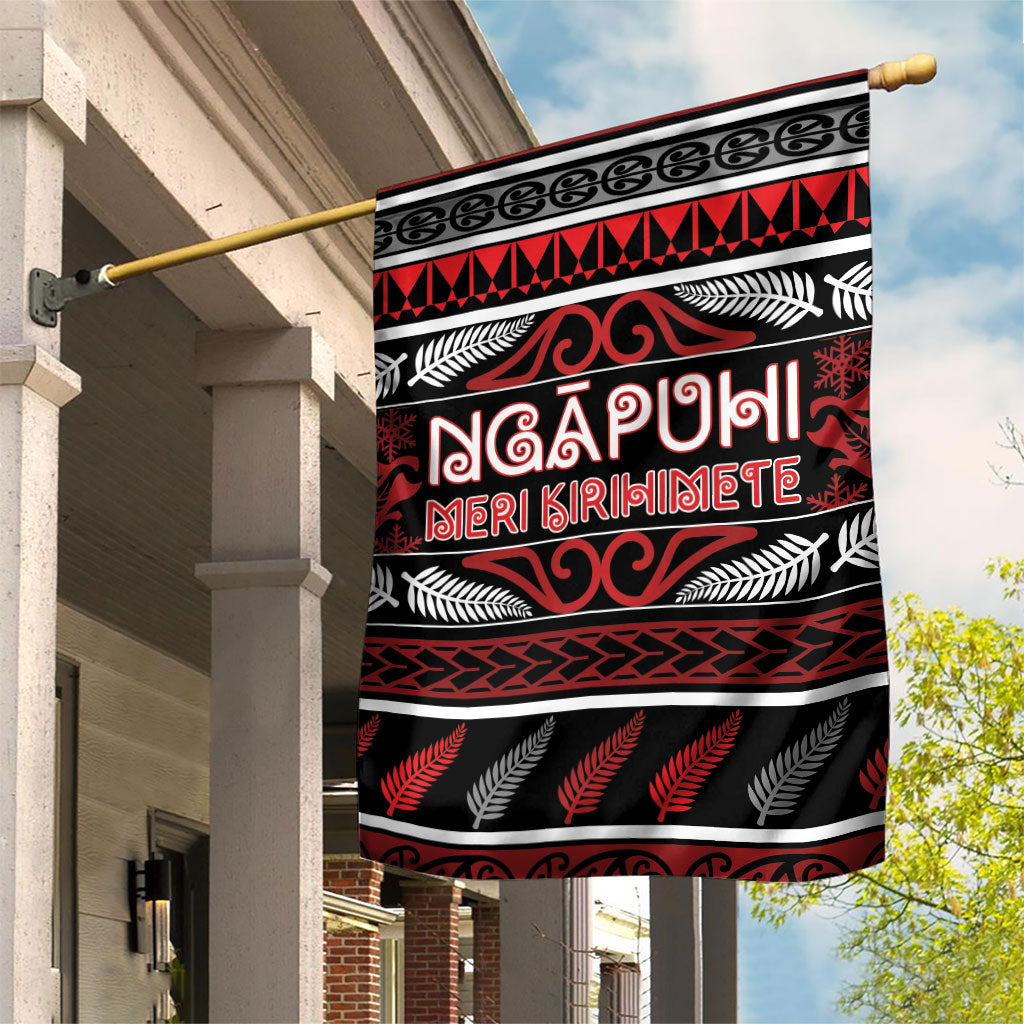 Ngapuhi Aotearoa Meri Kirihimete Garden Flag Maori Silver Fern Koru Tribal Pattern DT05 House Flag Red - Polynesian Pride