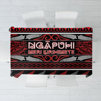 Ngapuhi Aotearoa Meri Kirihimete Tablecloth Maori Silver Fern Koru Tribal Pattern DT05 Red - Polynesian Pride