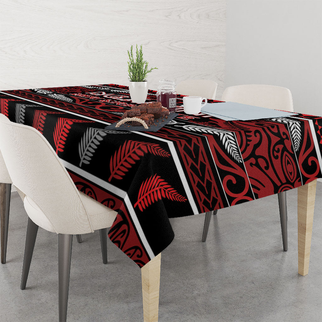 Ngapuhi Aotearoa Meri Kirihimete Tablecloth Maori Silver Fern Koru Tribal Pattern DT05 - Polynesian Pride