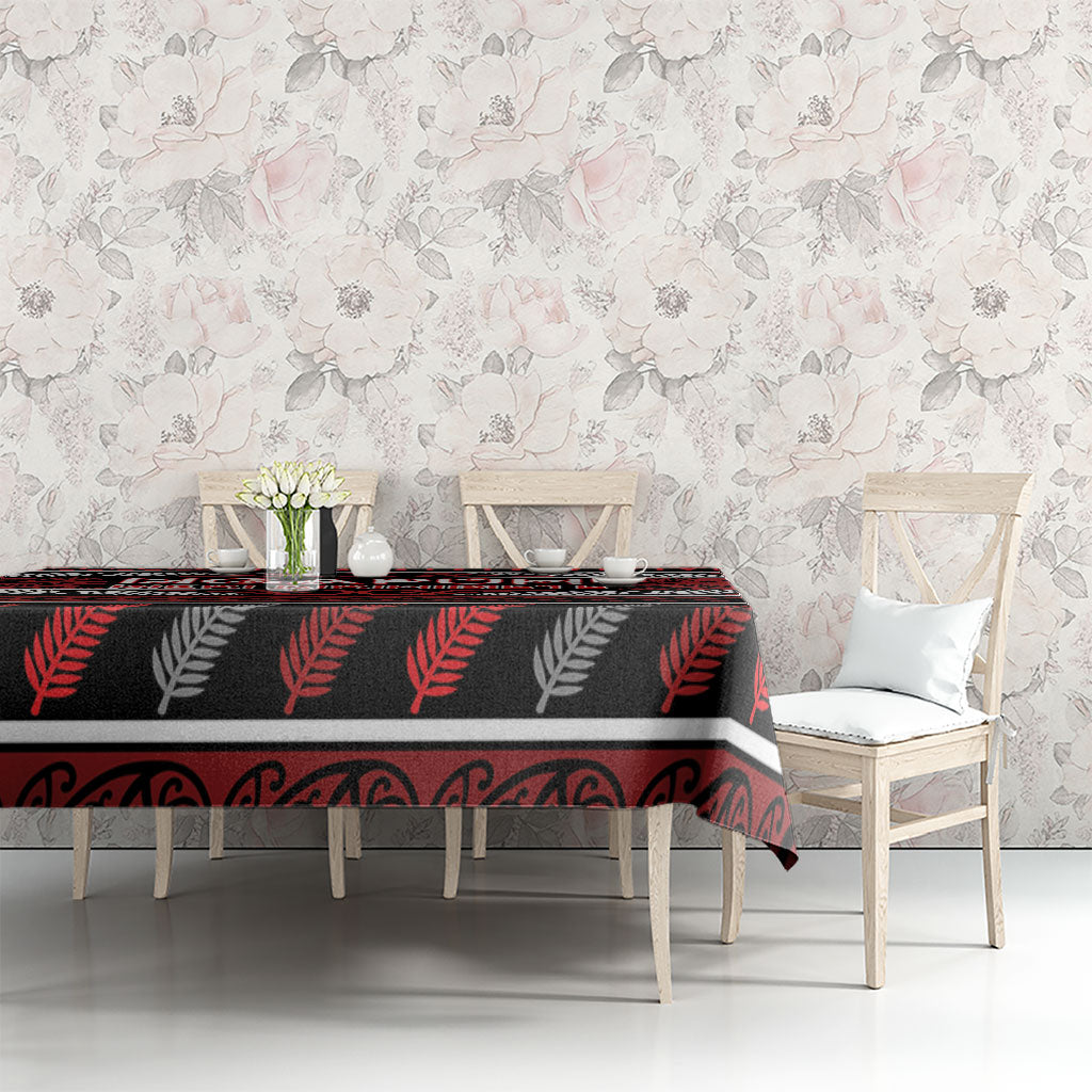Ngapuhi Aotearoa Meri Kirihimete Tablecloth Maori Silver Fern Koru Tribal Pattern DT05 - Polynesian Pride