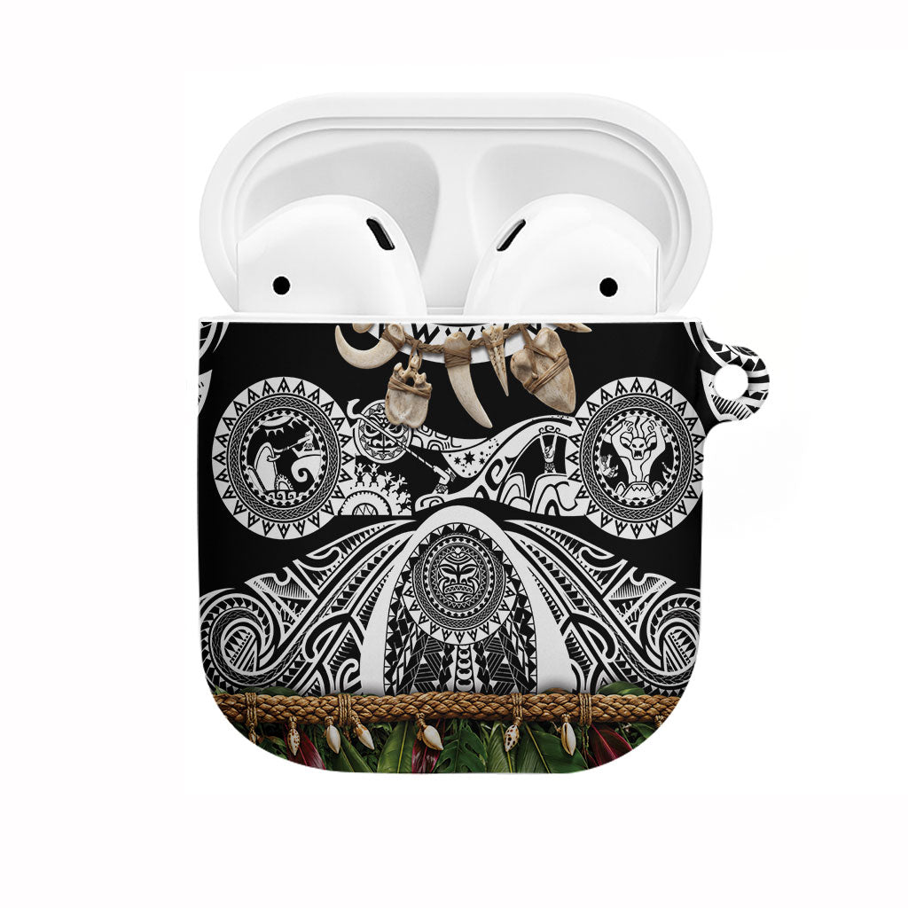 Polynesia Maui Black Tattoo Inspired AirPods Case Tropical Leaf Skirt Costume