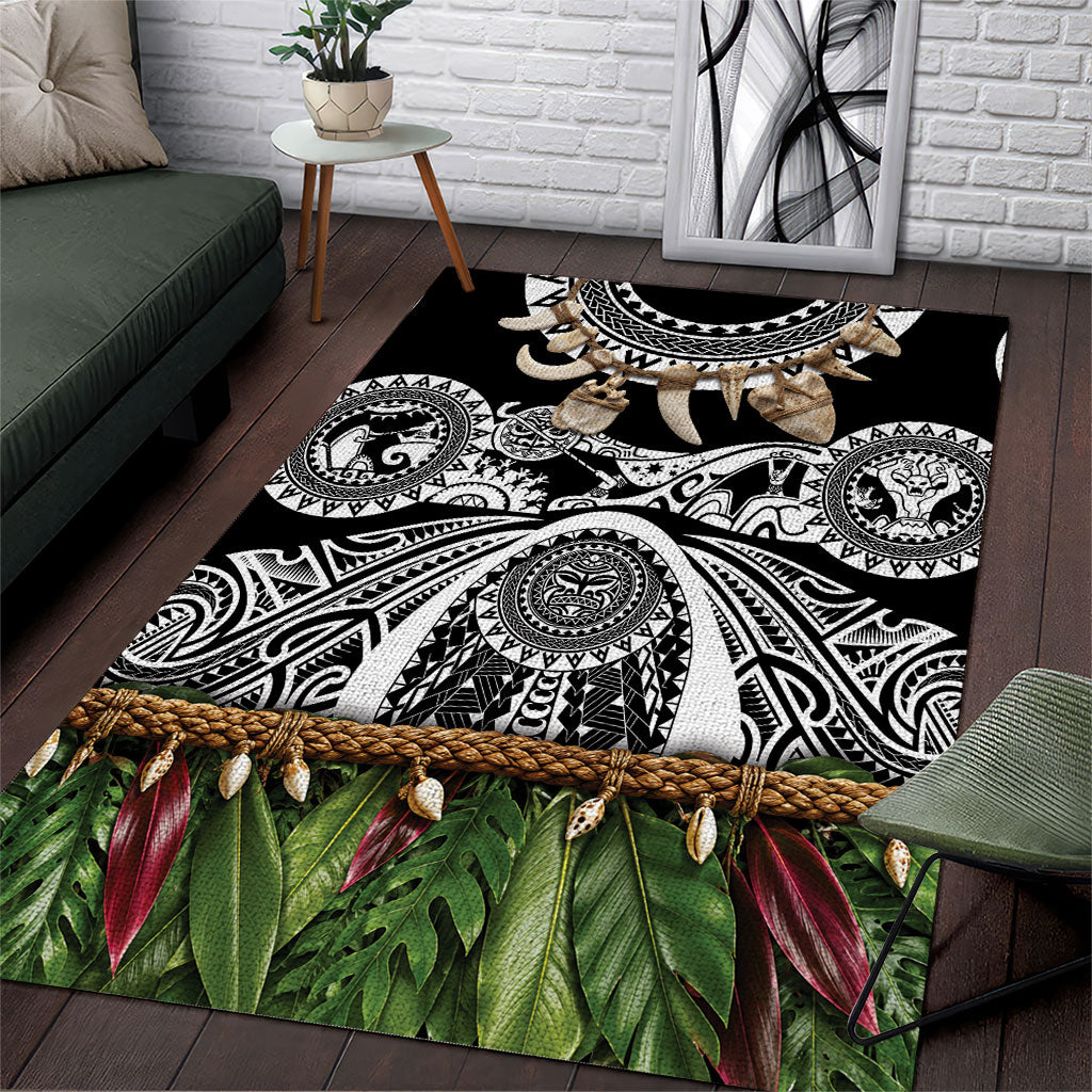Polynesia Maui Black Tattoo Inspired Area Rug Tropical Leaf Skirt Costume DT05 Black - Polynesian Pride