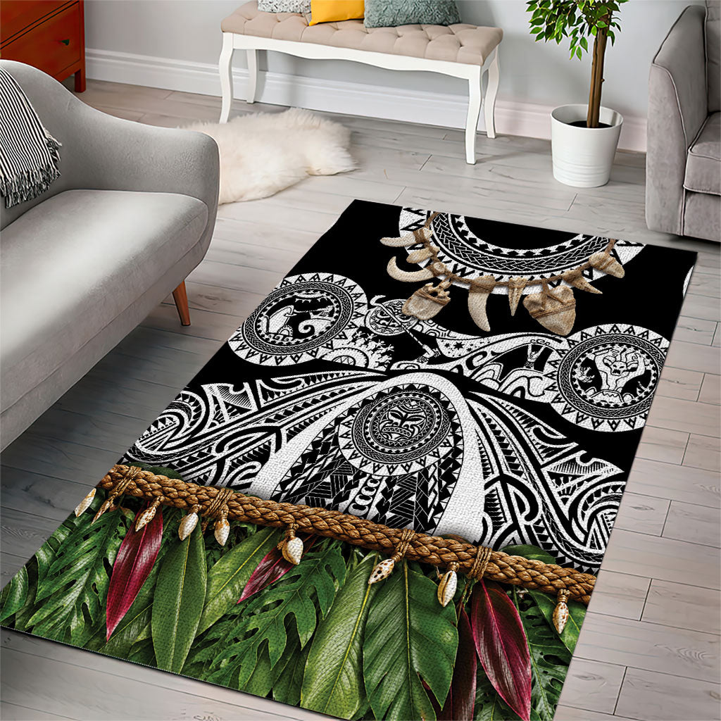 Polynesia Maui Black Tattoo Inspired Area Rug Tropical Leaf Skirt Costume DT05 - Polynesian Pride