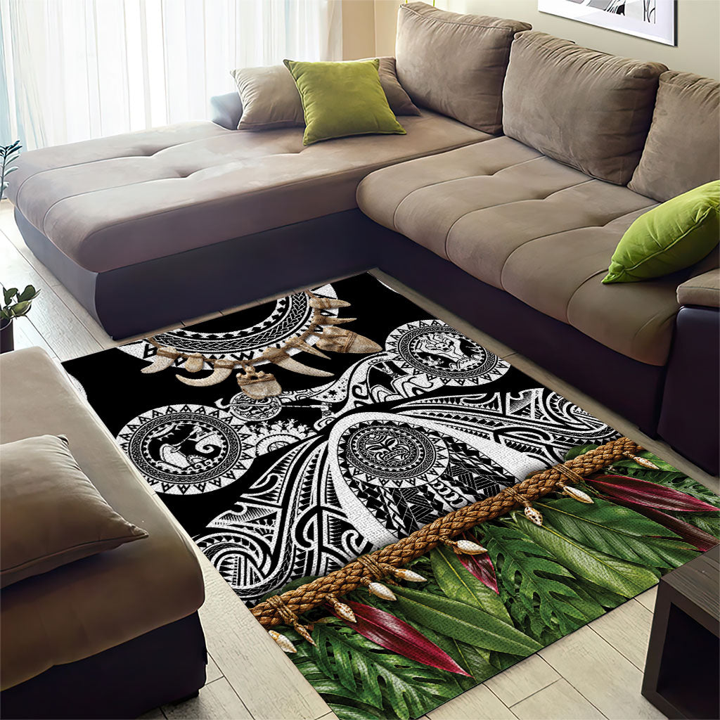 Polynesia Maui Black Tattoo Inspired Area Rug Tropical Leaf Skirt Costume DT05 - Polynesian Pride