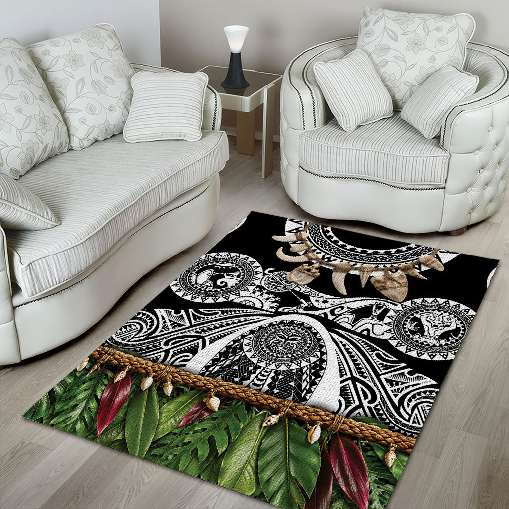 Polynesia Maui Black Tattoo Inspired Area Rug Tropical Leaf Skirt Costume DT05 - Polynesian Pride