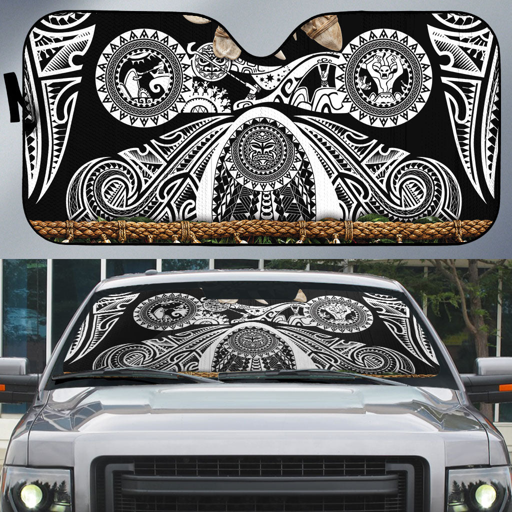 Polynesia Maui Black Tattoo Inspired Auto Sun Shade Tropical Leaf Skirt Costume