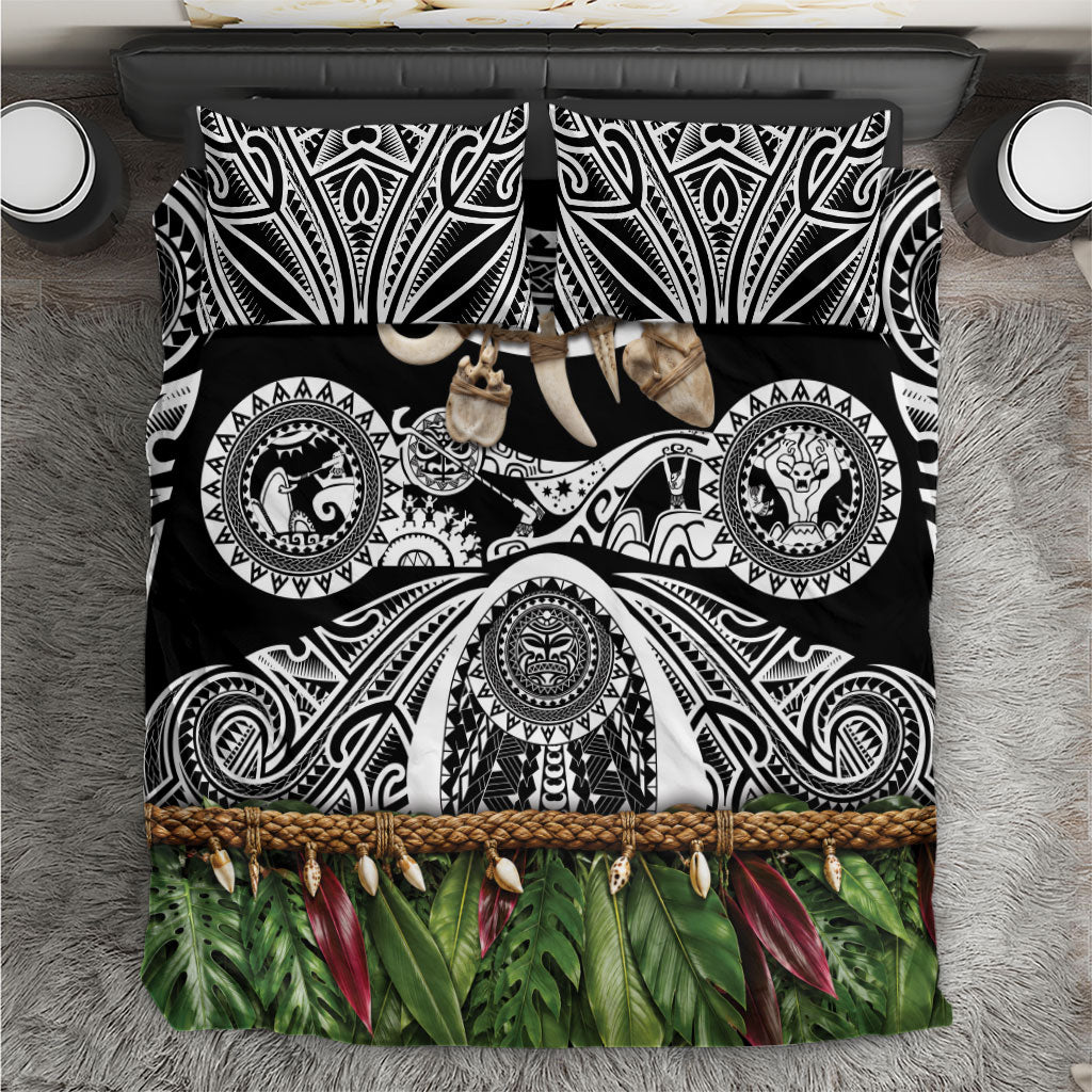 Polynesia Maui Black Tattoo Inspired Bedding Set Tropical Leaf Skirt Costume