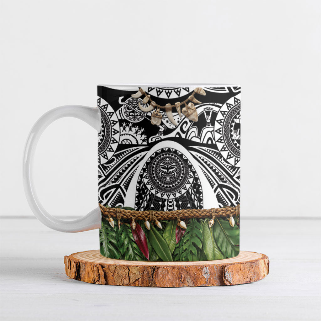 Polynesia Maui Black Tattoo Inspired Ceramic Mug Tropical Leaf Skirt Costume DT05 Black - Polynesian Pride
