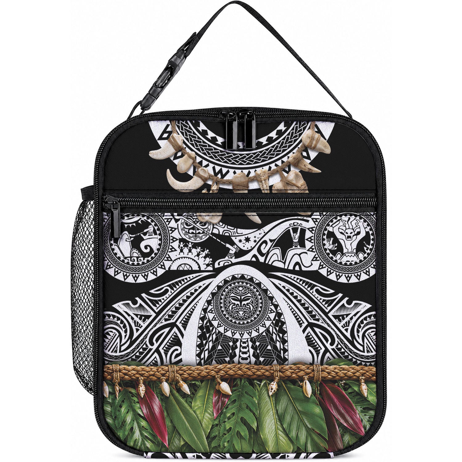 Polynesia Maui Black Tattoo Inspired Lunch Bag Tropical Leaf Skirt Costume
