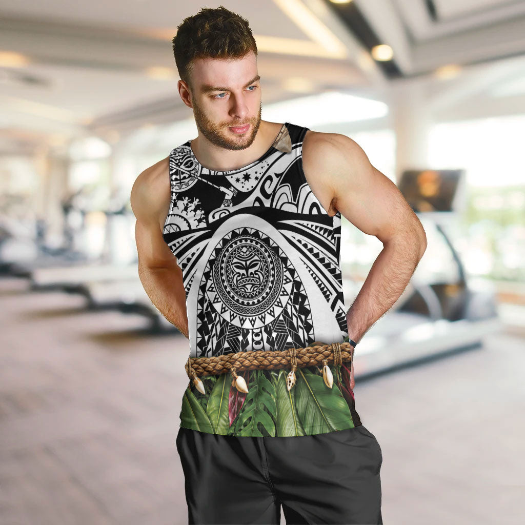 Polynesia Maui Black Tattoo Inspired Men Tank Top Tropical Leaf Skirt Costume DT05 Black - Polynesian Pride