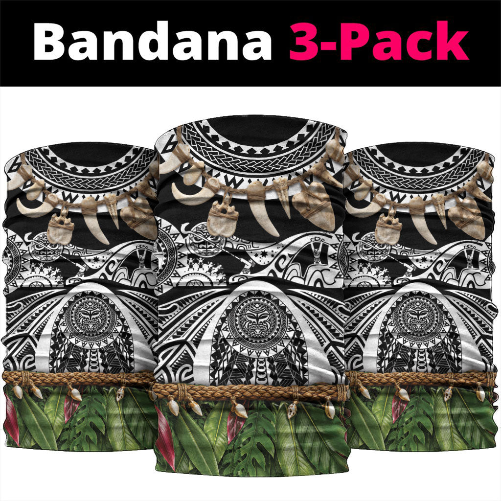 Polynesia Maui Black Tattoo Inspired Neck Gaiter Tropical Leaf Skirt Costume