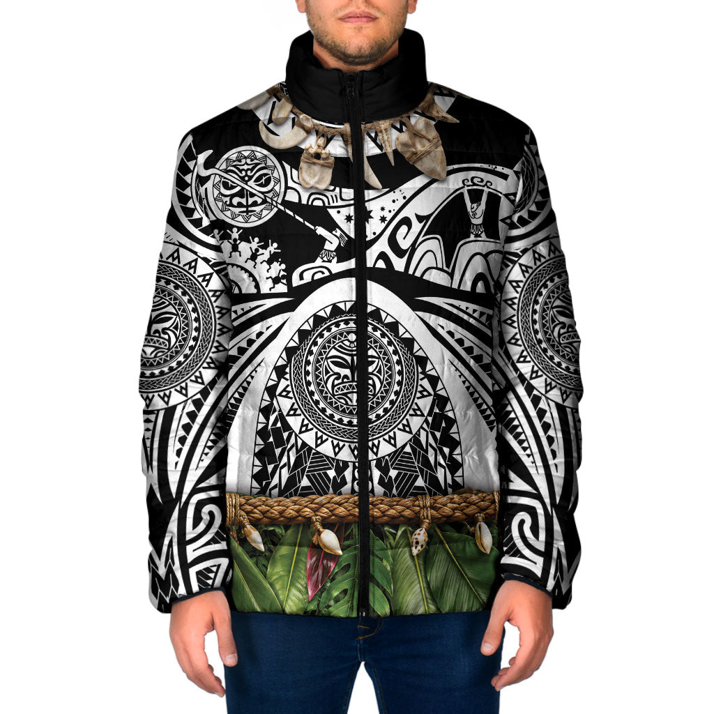 Polynesia Maui Black Tattoo Inspired Padded Jacket Tropical Leaf Skirt Costume