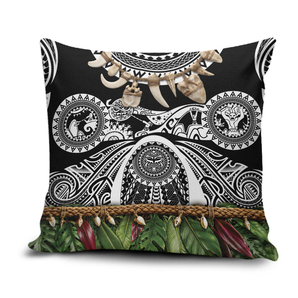 Polynesia Maui Black Tattoo Inspired Pillow Cover Tropical Leaf Skirt Costume