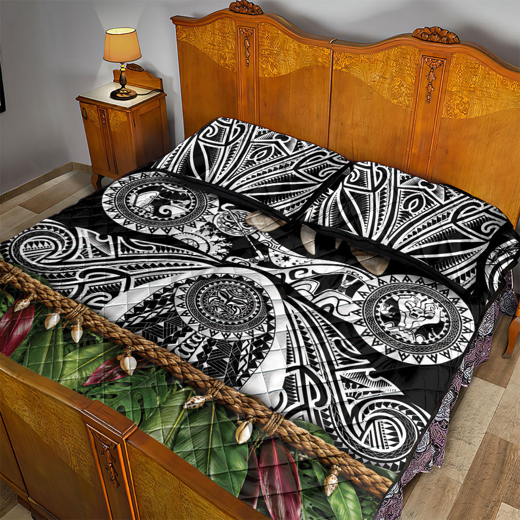 Polynesia Maui Black Tattoo Inspired Quilt Bed Set Tropical Leaf Skirt Costume DT05 - Polynesian Pride