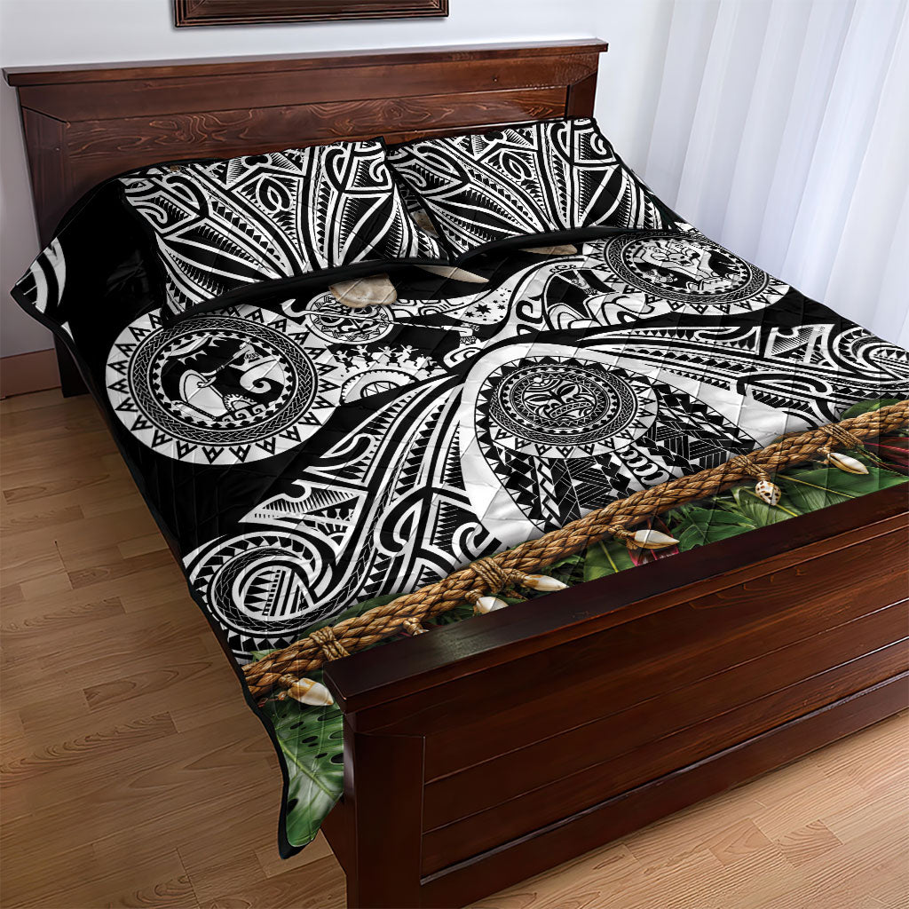 Polynesia Maui Black Tattoo Inspired Quilt Bed Set Tropical Leaf Skirt Costume DT05 - Polynesian Pride