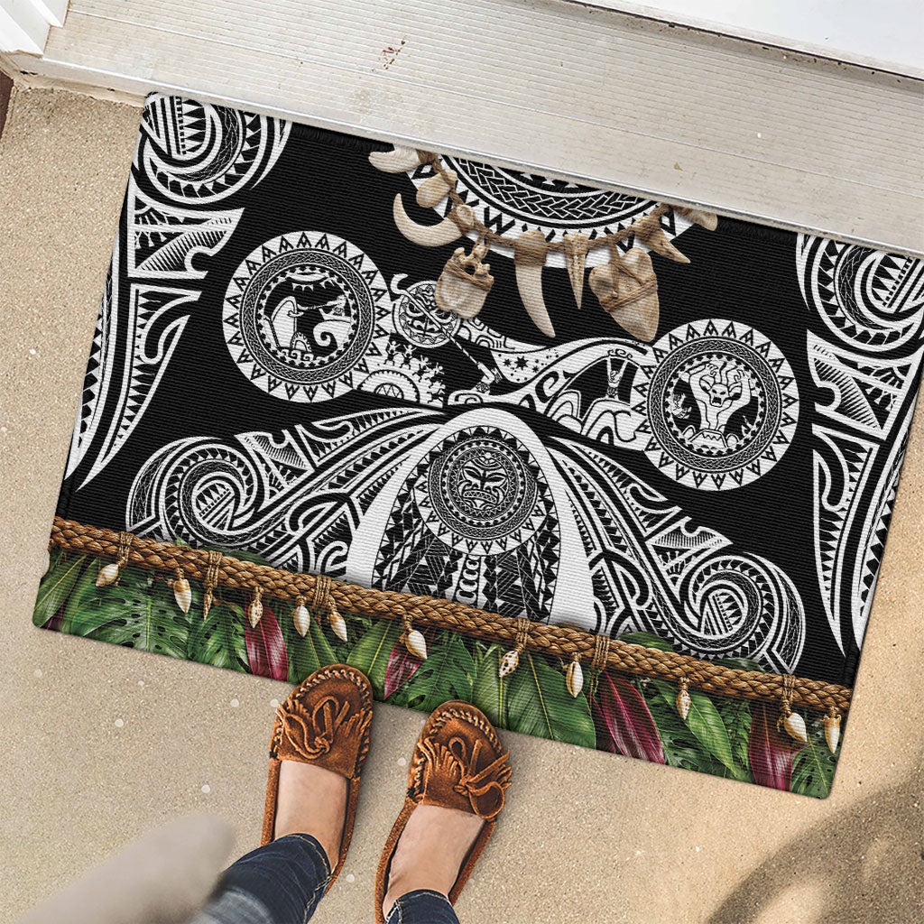 Polynesia Maui Black Tattoo Inspired Rubber Doormat Tropical Leaf Skirt Costume DT05 - Polynesian Pride