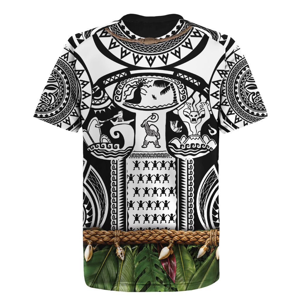 Polynesia Maui Black Tattoo Inspired Rugby Jersey Tropical Leaf Skirt Costume DT05 - Polynesian Pride
