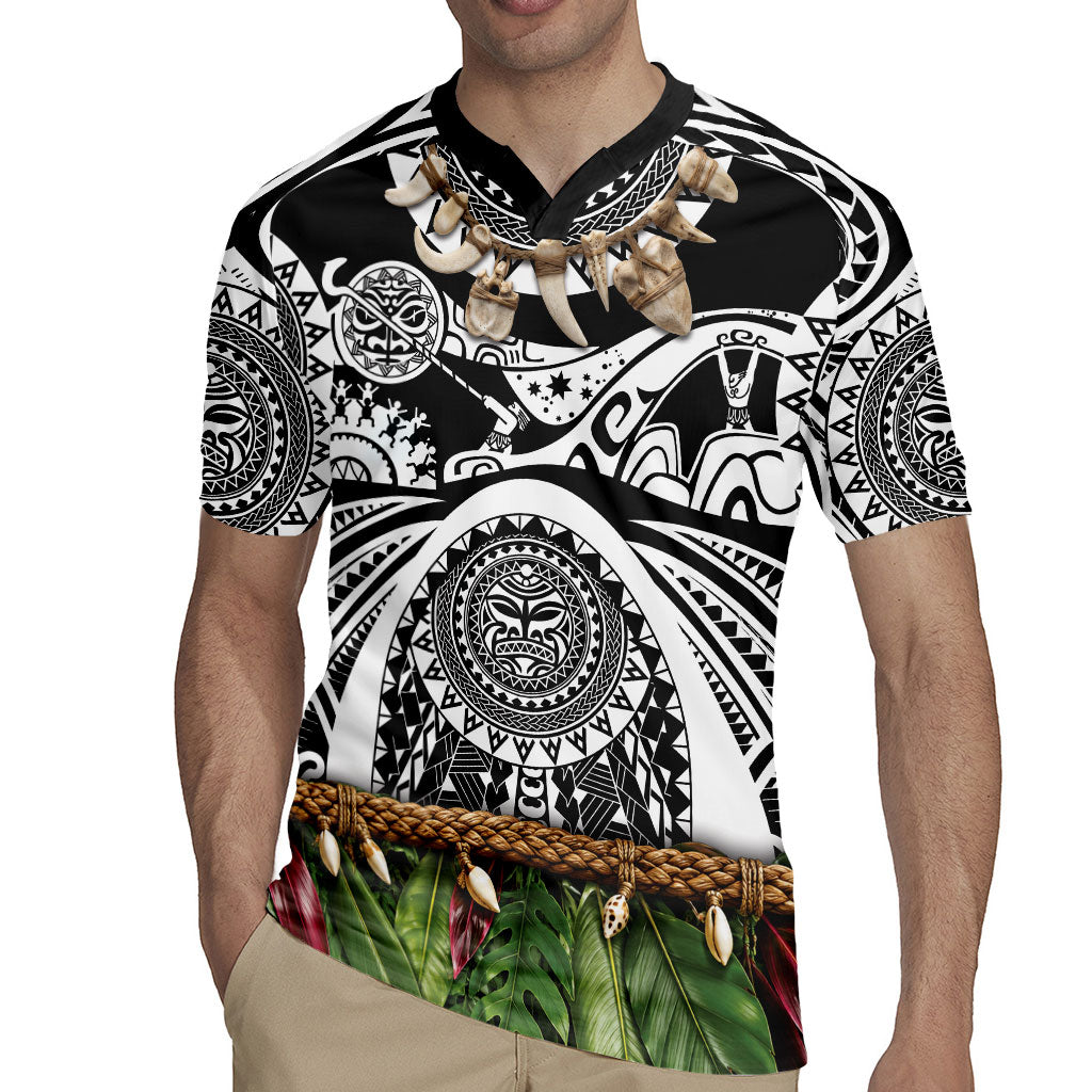 Polynesia Maui Black Tattoo Inspired Rugby Jersey Tropical Leaf Skirt Costume DT05 - Polynesian Pride