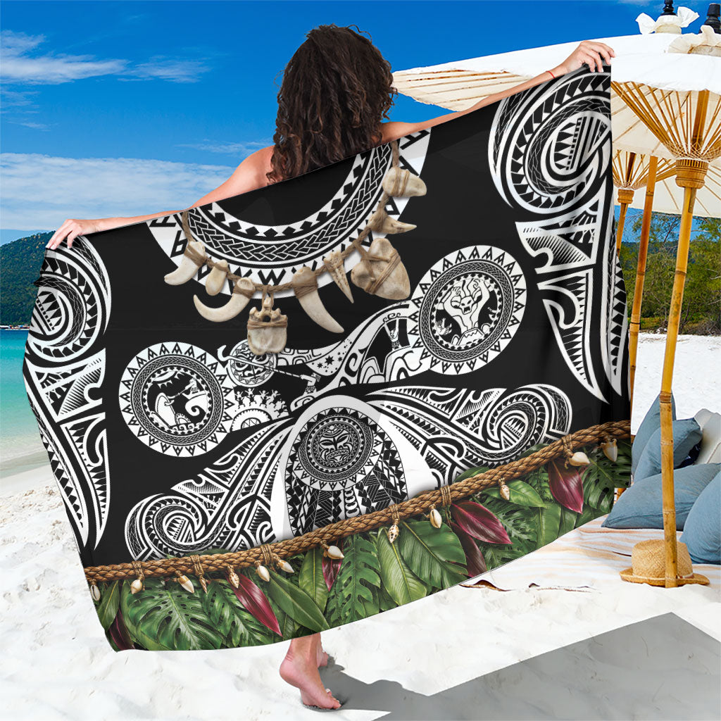 Polynesia Maui Black Tattoo Inspired Sarong Tropical Leaf Skirt Costume DT05 One Size 44 x 66 inches Black - Polynesian Pride